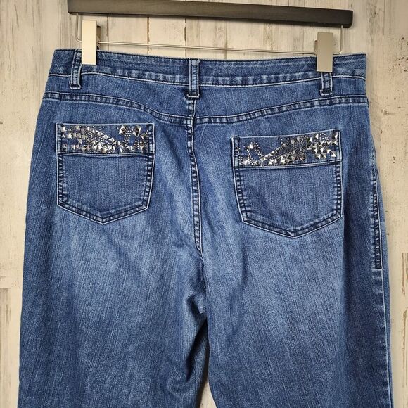 Cache Studded Straight Leg Jeans Blue Size 10 - Picture 7 of 10